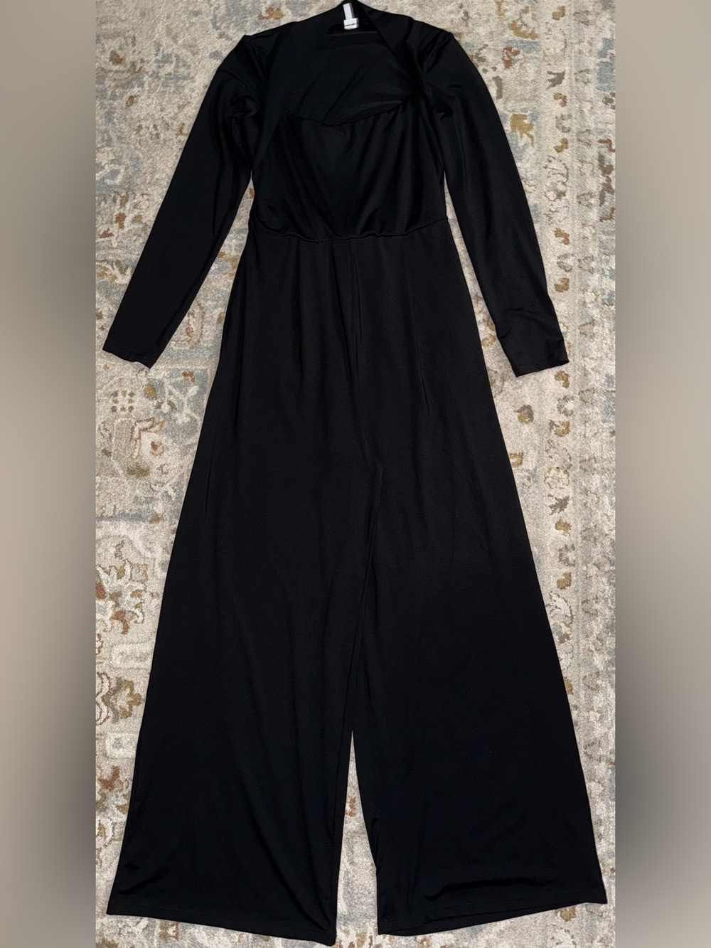 HALARA Black Long-Sleeve Wide-Leg Jumpsuit